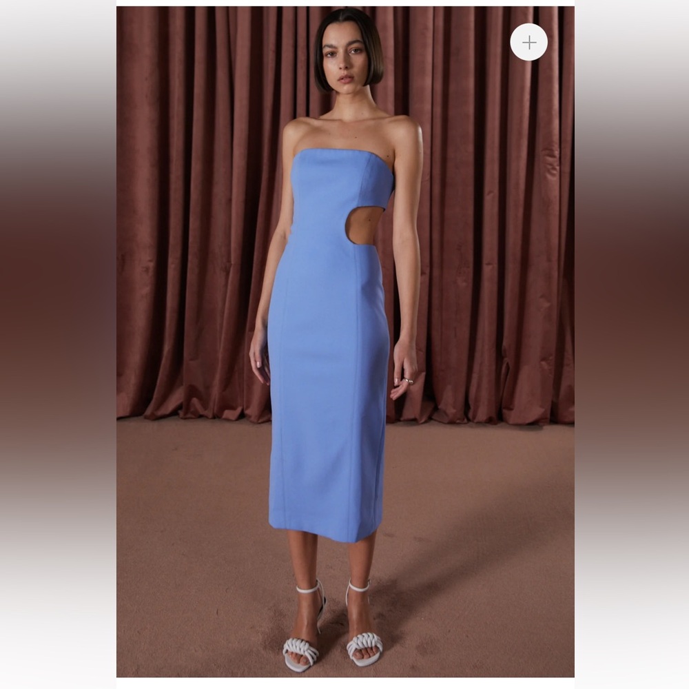 MISHA Blue Strapless Cutout Dress